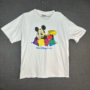 Walt Disney World Mickey Mouse Graphic T Shirt‎ XL White Vintage Style